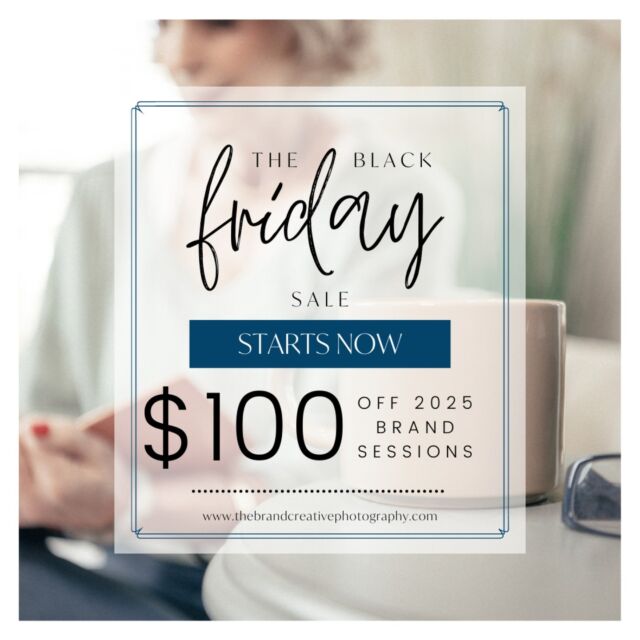 📸 Level Up Your Business in 2025 📸

This Black Friday, I’m offering $100 off any 2025 brand photography session! Whether you’re rebranding, launching a new product, or refreshing your website, now’s the time to invest in high-quality visuals that will elevate your business.

This deal is perfect for small businesses, solopreneurs, and teams looking to make a big impression in the new year!

Available for Black Friday only.
🔗 Claim your spot today 
👉Link in bio

#BlackFridayDeals #BrandPhotography #SmallBusinessMarketing #BusinessGrowth #CyberMondayDeals #BlackFridayForBusiness